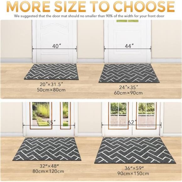 Indoor Doormat,Front Back Door Mat Rubber Backing Non Slip Door Mats, 20"x31.5" - Picture 2 of 7